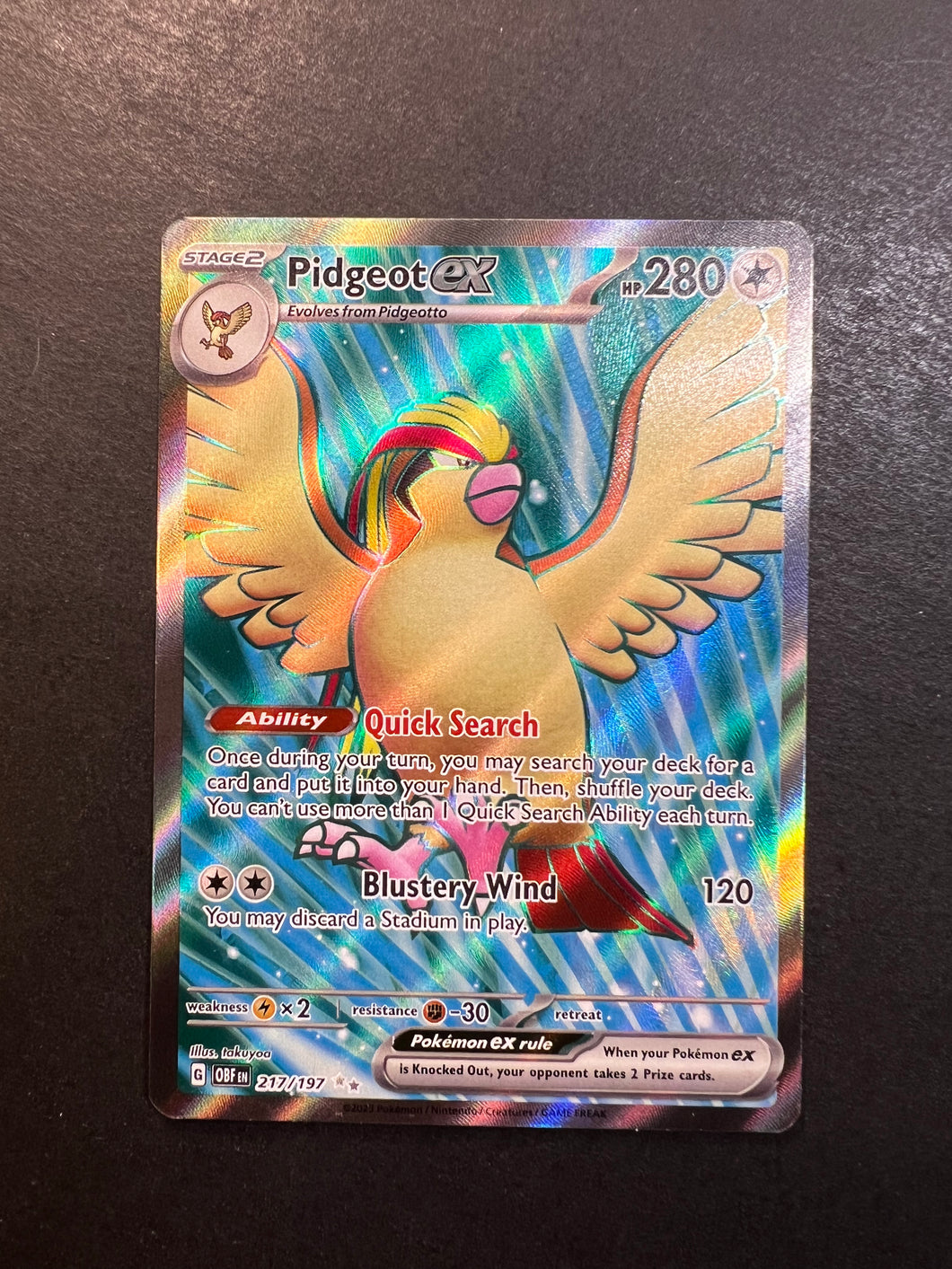 Pidgeot ex - 217/197 Full Art Ultra Rare - Obsidian Flames JAB Games13 Pidgeot ex - 217/197 Full Art Ultra Rare - Obsidian Flames JAB Games13