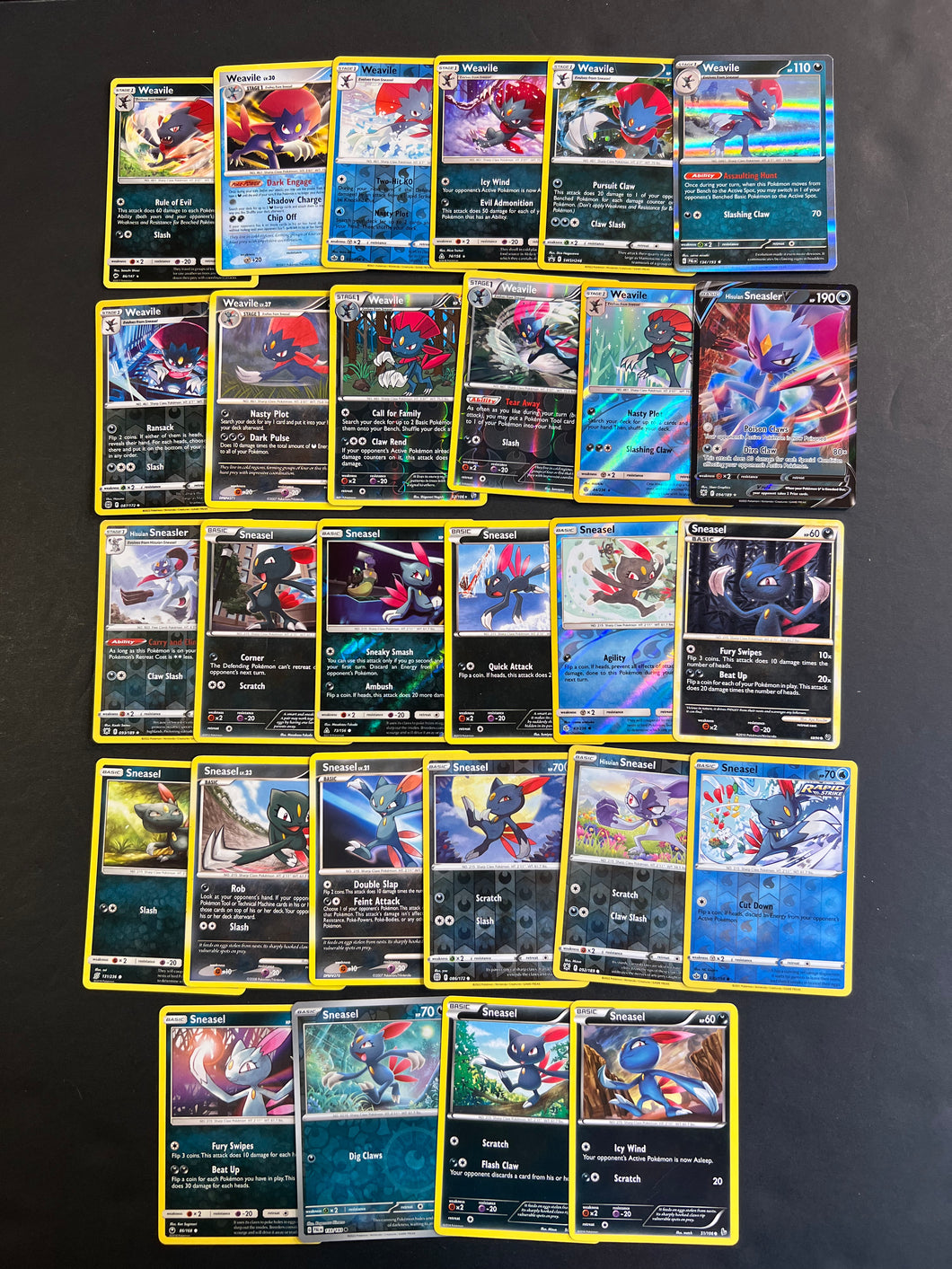 Pokemon Sneasel & Weavile Card Lot - 28 Cards - Ultra Rare V, Holo, Re JAB Games13 Pokemon Sneasel & Weavile Card Lot - 28 Cards - Ultra Rare V, Holo, Re JAB Games13
