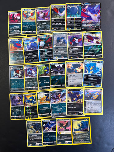 Pokemon Murkrow and Honchkrow Card Lot - 28 Cards - Ultra Rare V, Holo Rare and Vintage Collection!
