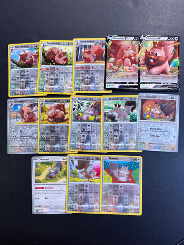 Pokemon Skwovet and Greedent Card Lot - 13 Cards - Ultra Rare V and Reverse Holo Cards!
