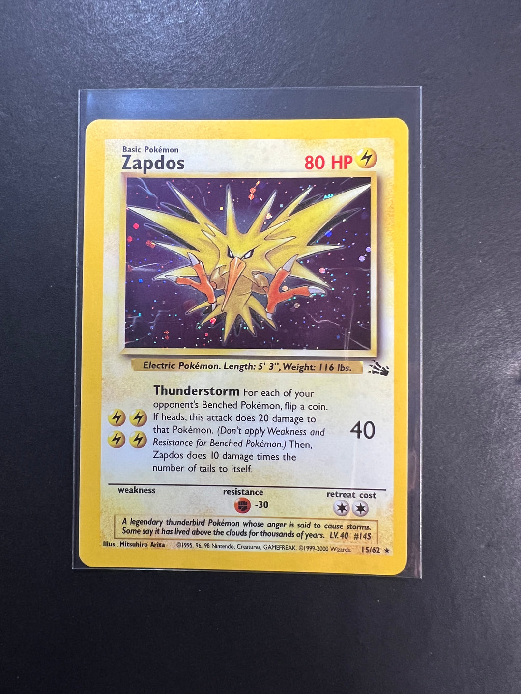 Zapdos - 15/62 Cosmos Holo Rare Promo - Pokemon Fossil Set