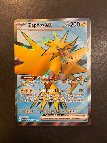 Zapdos ex - 192/165 Full Art Ultra Rare - Pokemon 151 Set