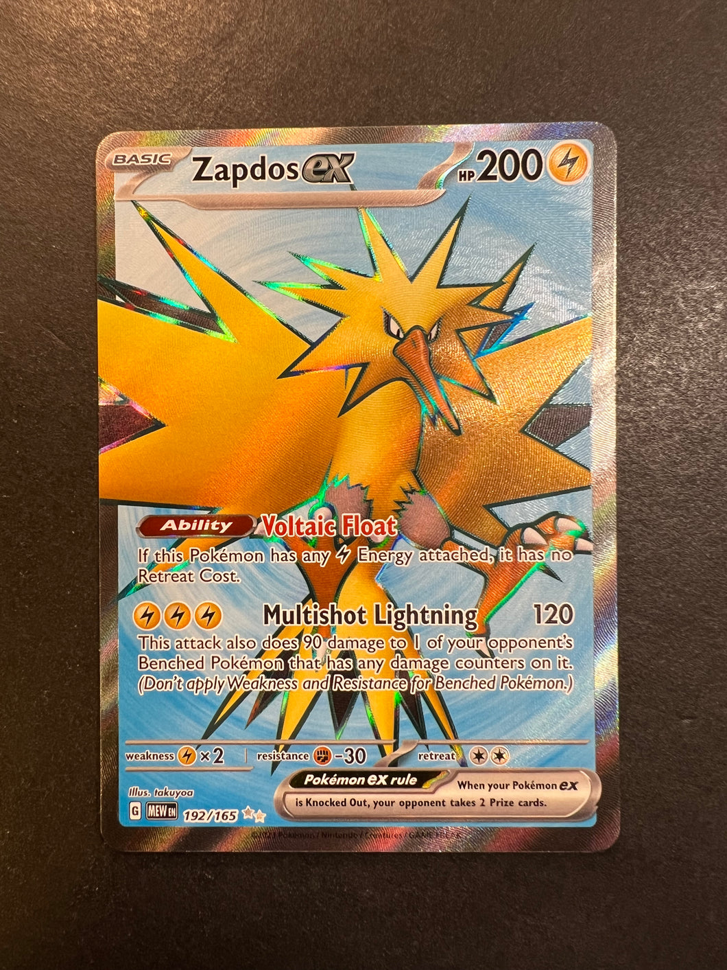 Zapdos ex - 192/165 Full Art Ultra Rare - Pokemon 151 Set JAB Games13 Zapdos ex - 192/165 Full Art Ultra Rare - Pokemon 151 Set JAB Games13