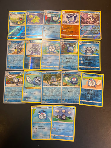 Pokemon Poliwag, Poliwhirl and Poliwrath Card Lot - 17 Cards - Holo Rare, Reverse Holo and Vintage!