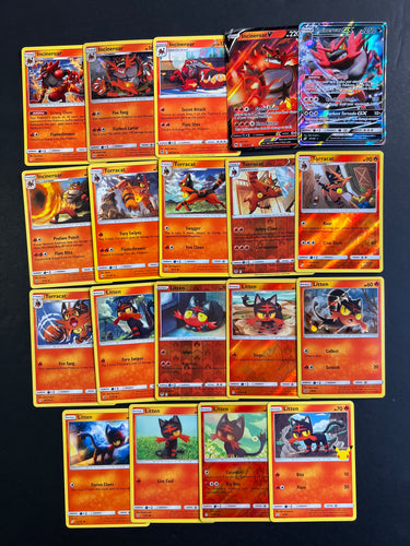 Pokemon Litten, Torracat and Incineroar V Card Lot - 19 Cards - Ultra Rare GX, V, Holo Rare and Promo Collection!