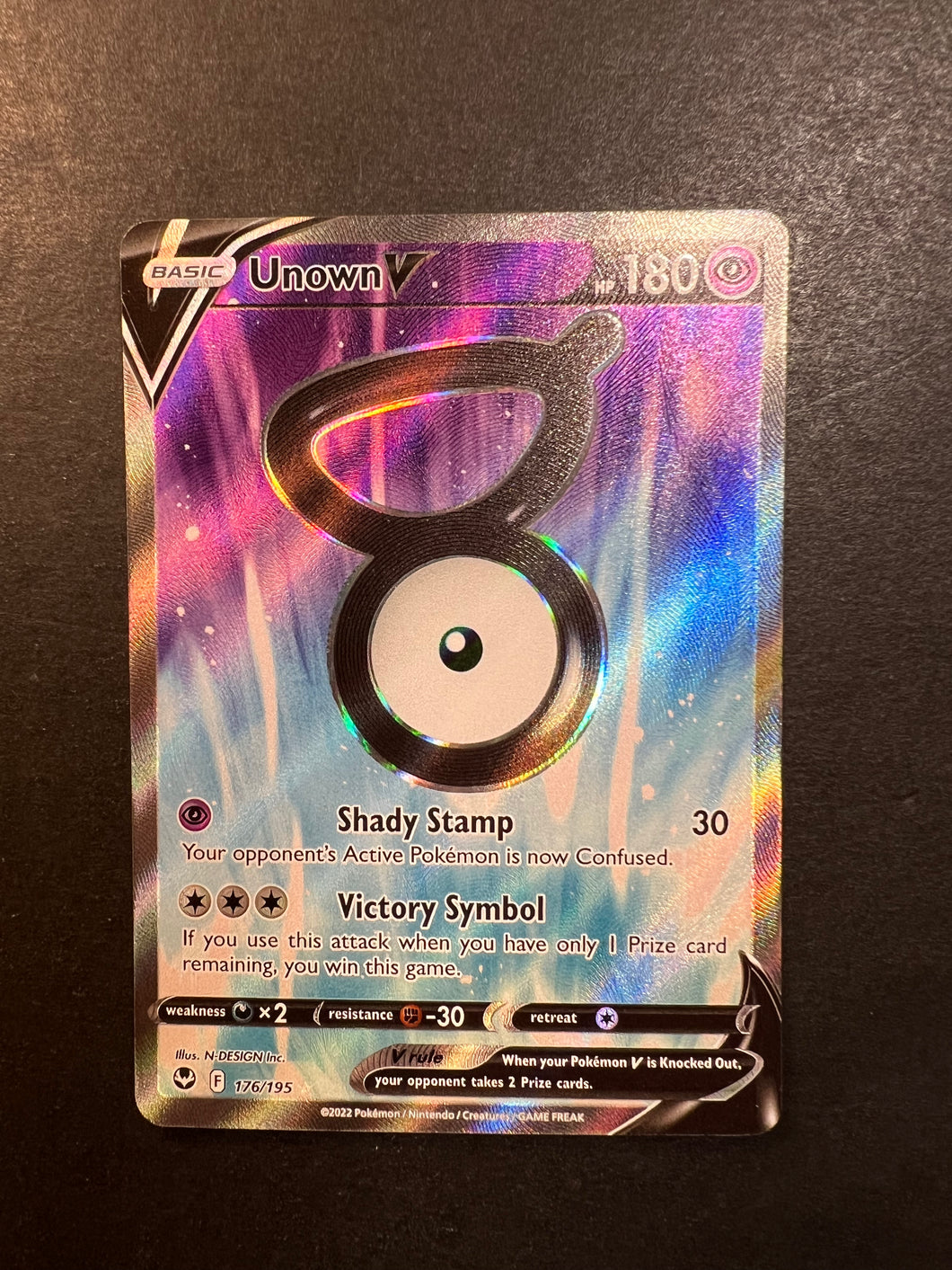 Unown V - 176/195 Full Art Ultra Rare - Silver Tempest JAB Games13 Unown V - 176/195 Full Art Ultra Rare - Silver Tempest JAB Games13