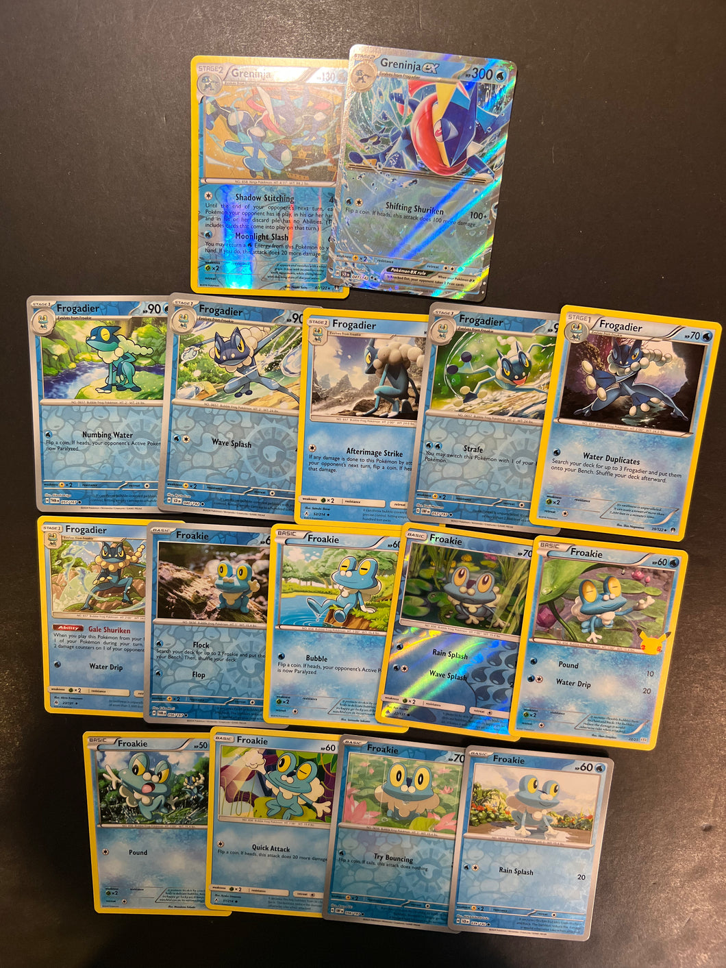 Pokemon Froakie, Frogadier and Greninja Card Lot - 16 Cards - Ultra Rare ex, Holo Rare and Vintage Collection!