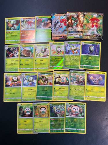 Pokemon Rowlet, Dartrix and Decidueye V Card Lot - 22 Cards - GX, Holo, Reverse Rare & Promo!