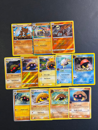 Pokemon Kabuto and Kabutops Card Lot - 12 Cards - Holo Rare and Vintage Collection!