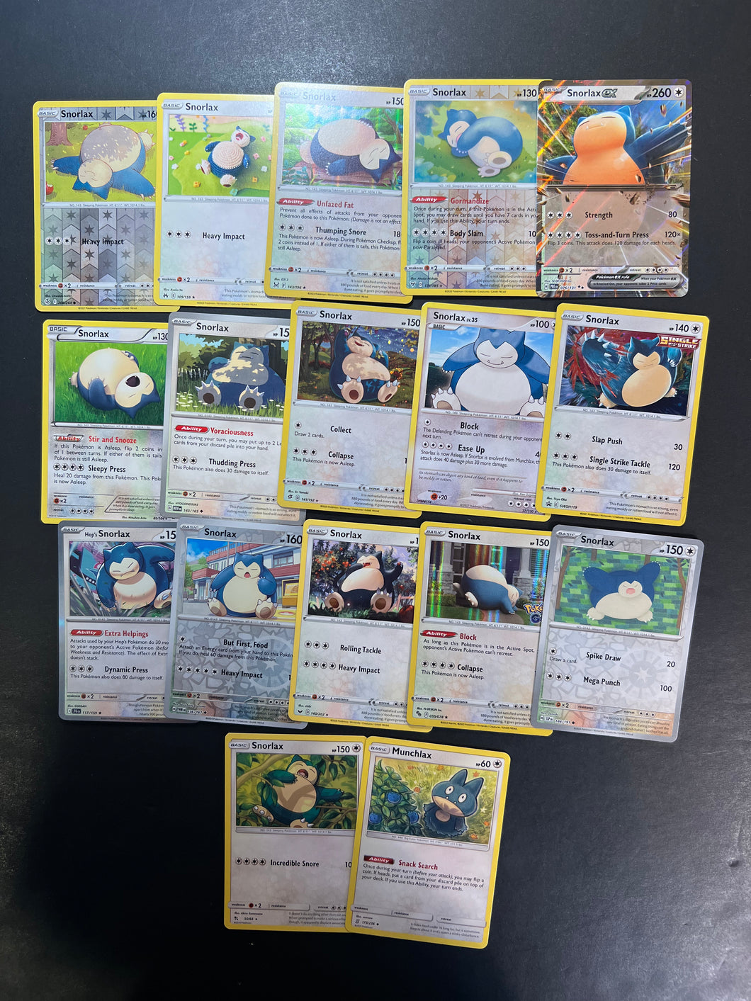 Pokemon Munchlax & Snorlax ex Card Lot - 17 Cards - Holo Rare and Vintage Cards!