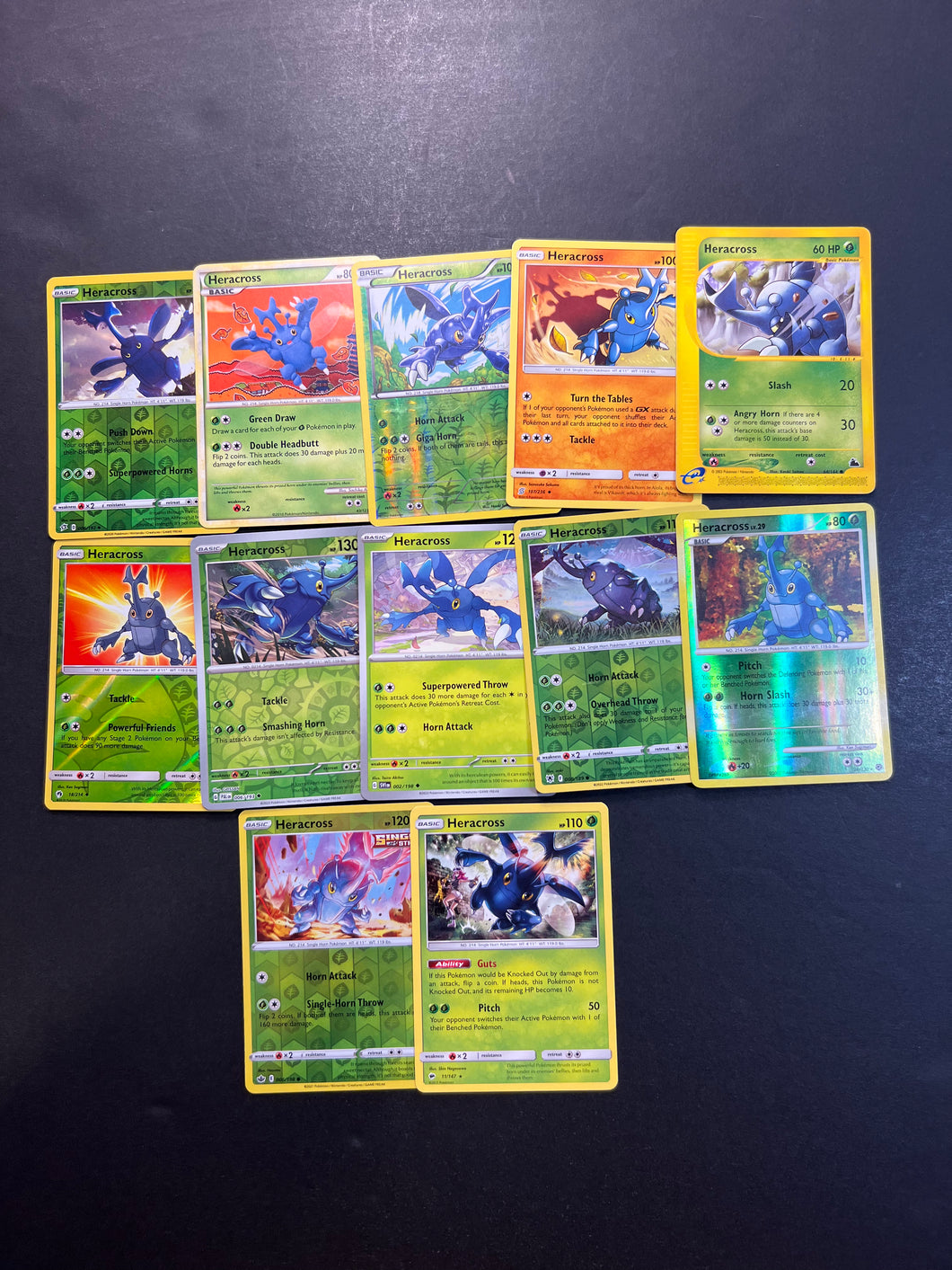 Pokemon Heracross Card Lot - 12 Cards - Reverse Holos & Vintage Collection!