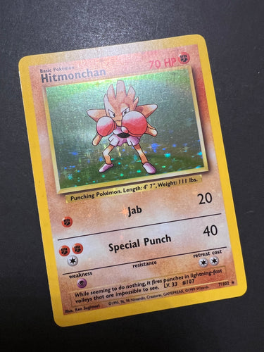 Hitmonchan - 7/102 Holo Rare Bleed Error - Pokemon Base Set