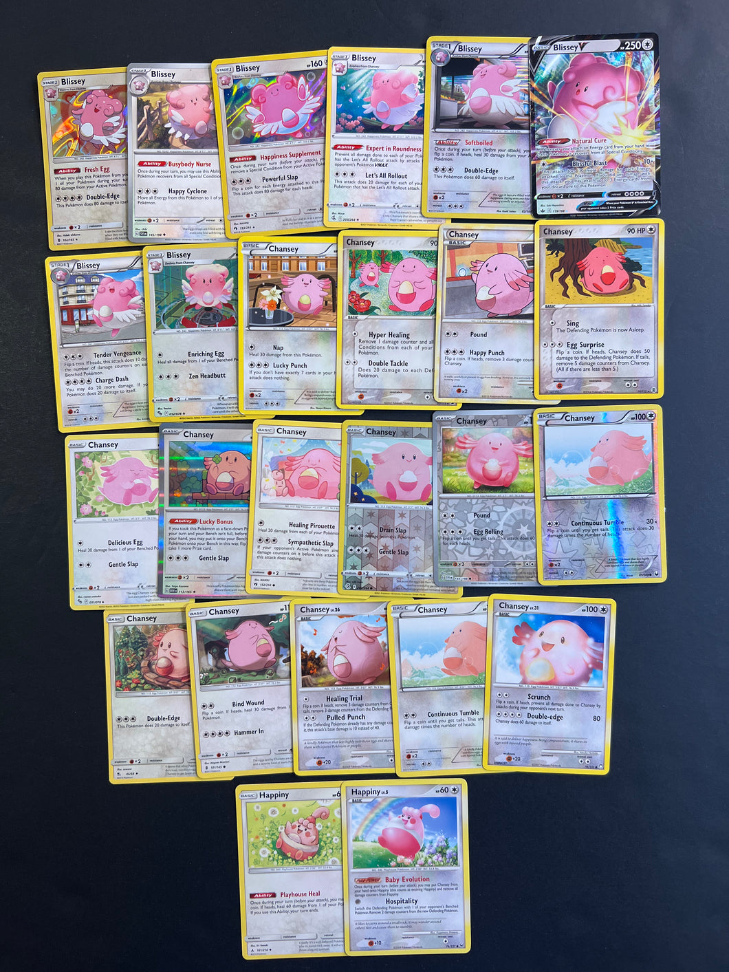 Pokemon Happiny, Chansey & Blissey Card Lot - 25 Cards - Ultra Rare V, Holo Rare and Vintage Cards!