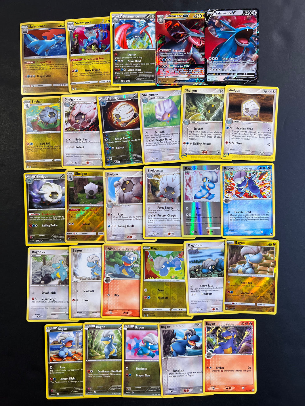 pokemon shelgon card Pokemon Bagon, Shelgon and Salamence V Card Lot - 28 Cards