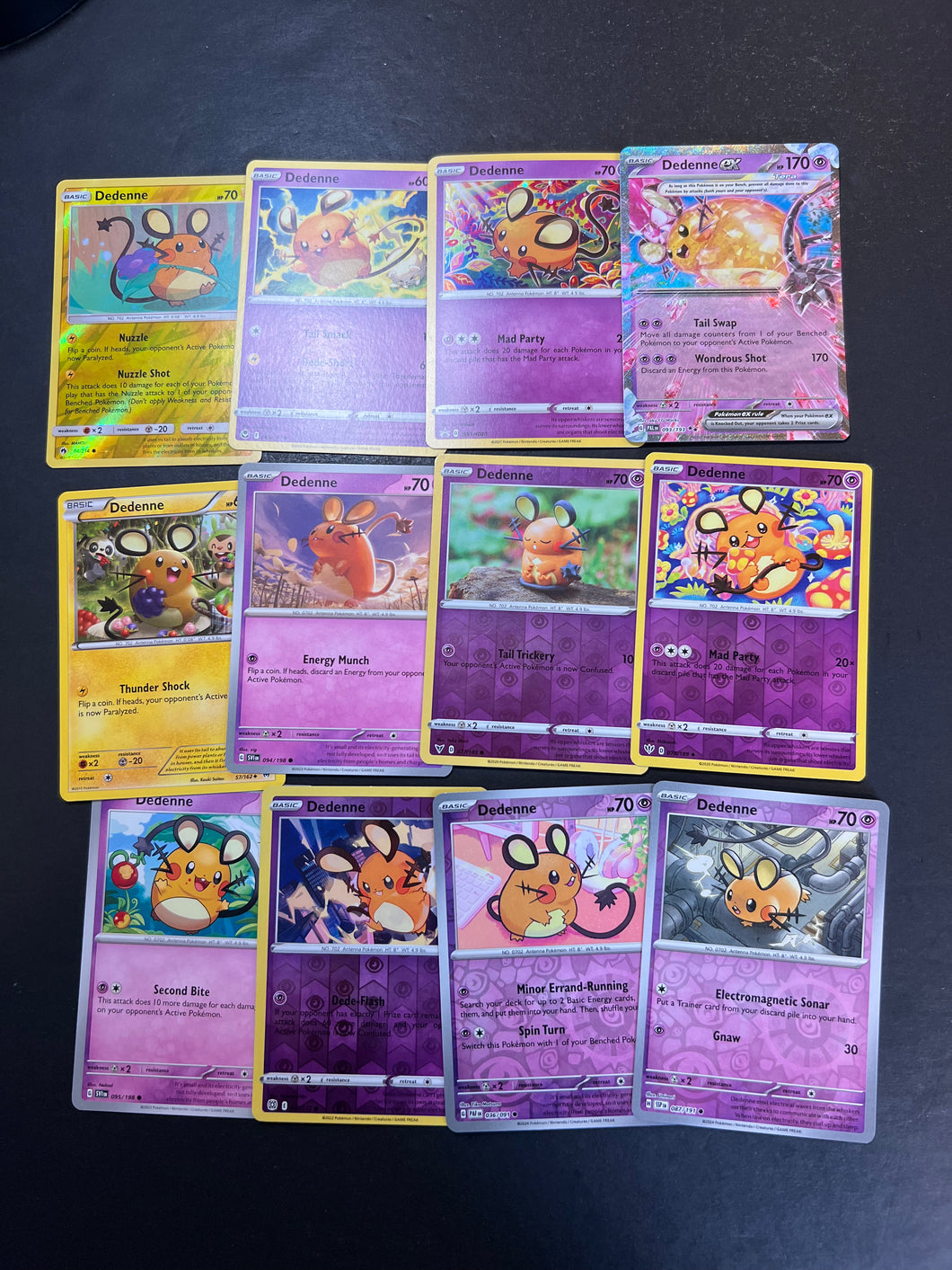 Pokemon Dedenne Card Lot - 12 Cards - Ultra Rare ex, Holo & Reverse Holo Collection!