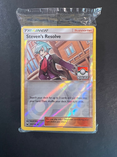 Steven’s Resolve - 145/168 Reverse Holo Rare Trainer - Pokemon League Promo Pack