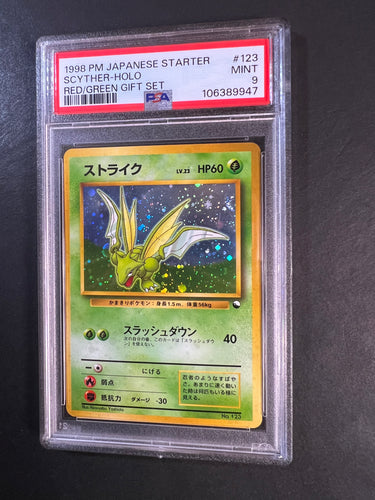 PSA 9 Scyther - #123 Holo Rare - Japanese Starter Red/Green Gift Set
