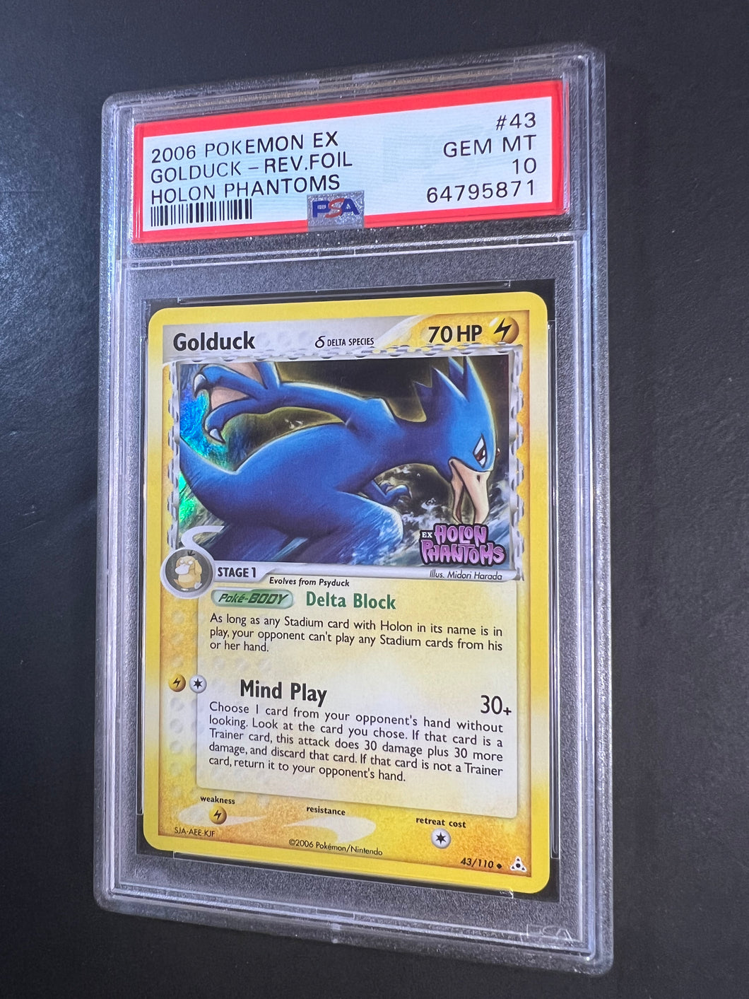 PSA 10 Golduck - 43/110 “Stamped” Reverse Holo - EX Holon Phantoms Set