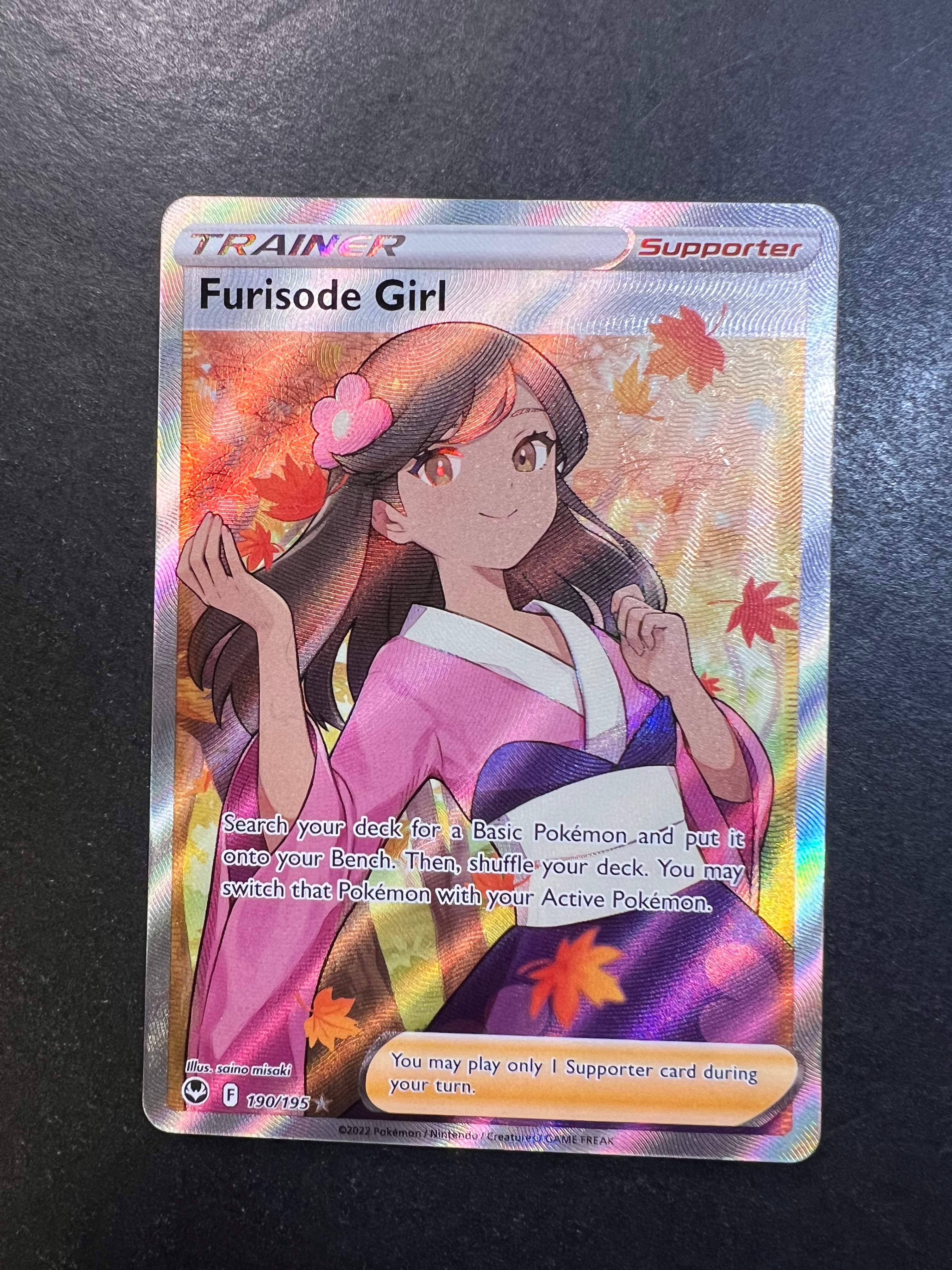 hot girl pokemon cards Pokemon Sword & Shield Silver Tempest Furisode Girl #190 (Full Art)