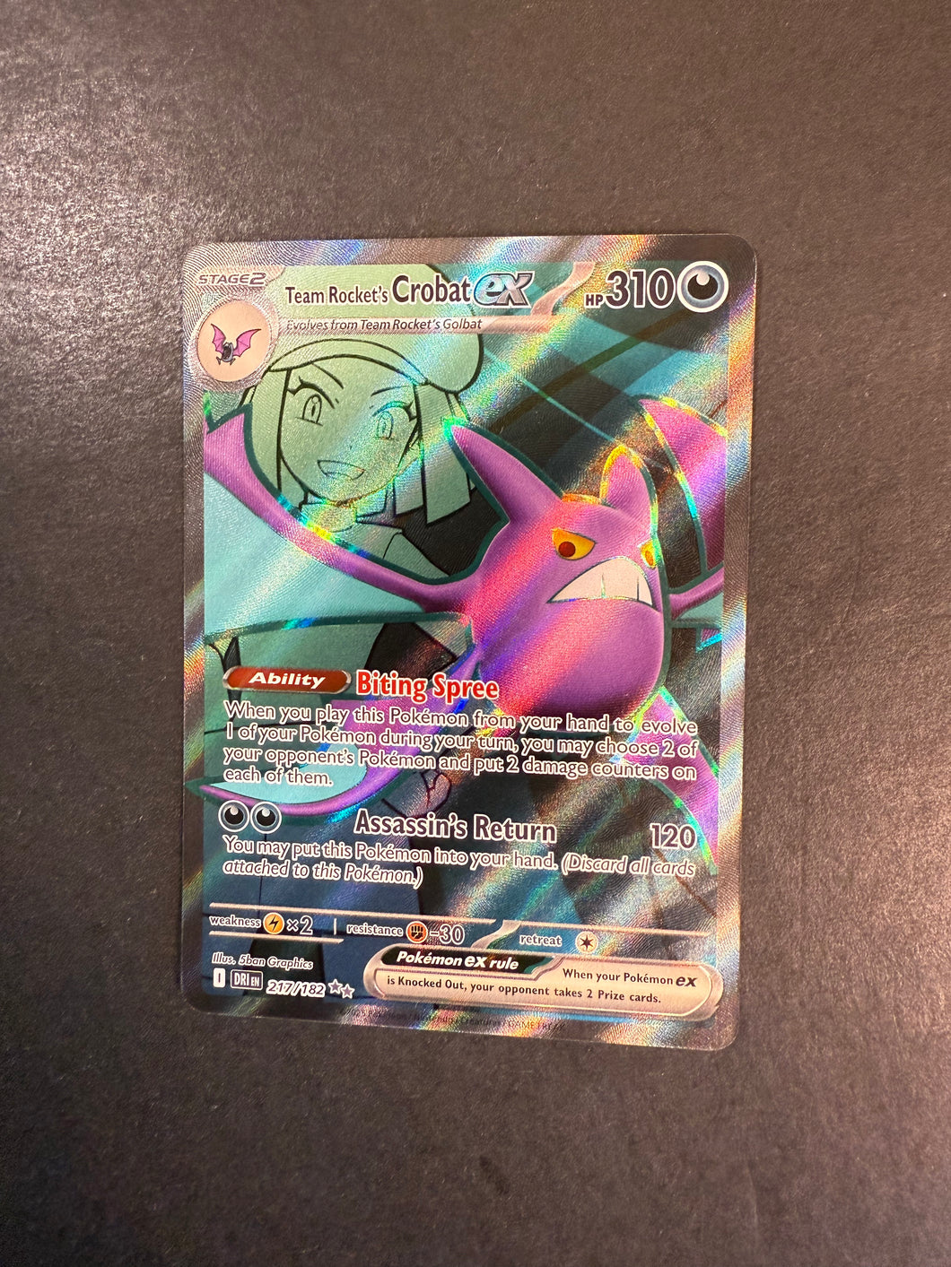 Team Rocket’s Crobat ex - 217/182 Full Art Ultra Rare - Destined Rivals