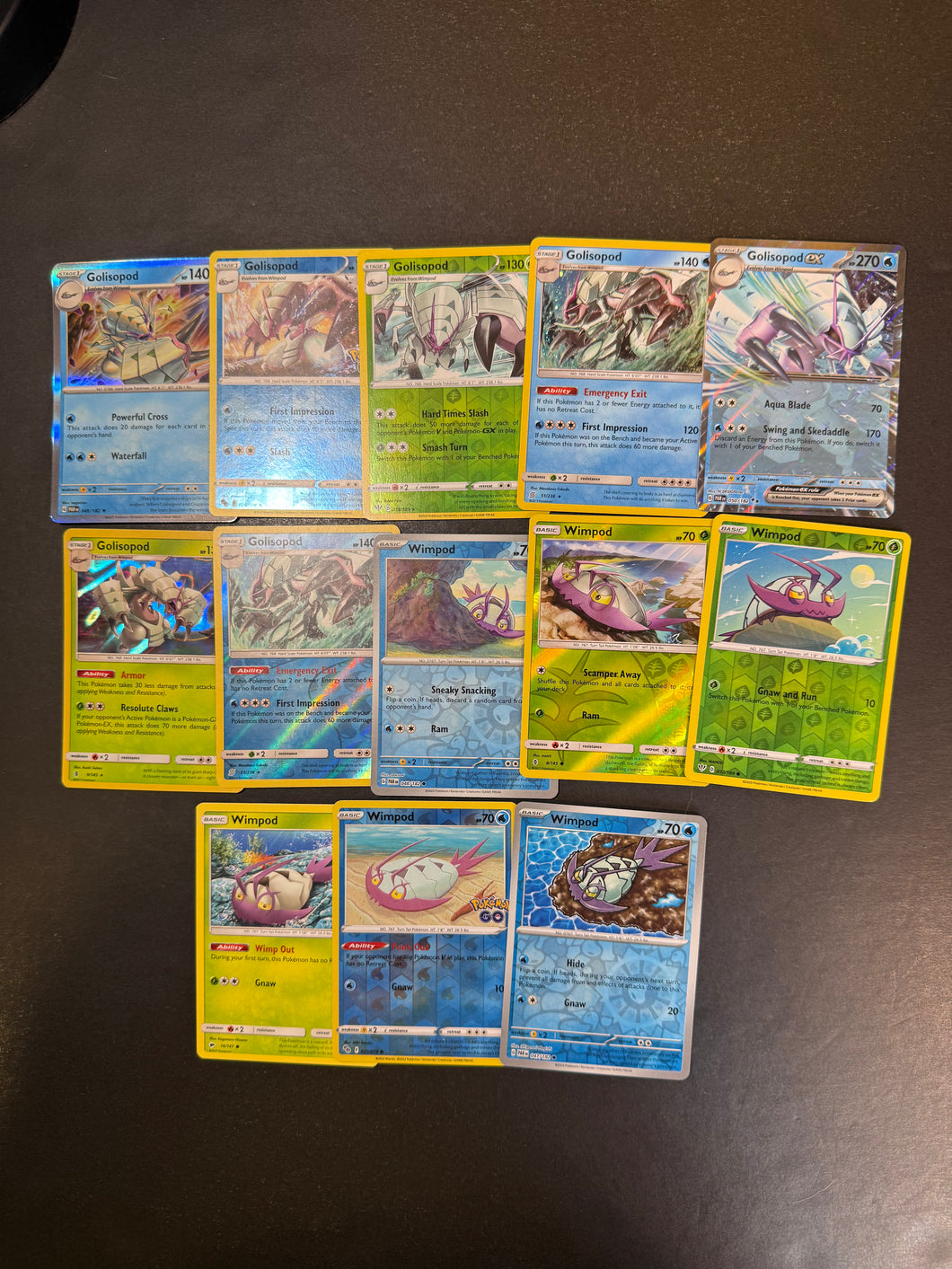 Pokemon Wimpod and Golisopod Card Lot - 13 Cards - Ultra Rare ex & Holo Rare Collection!