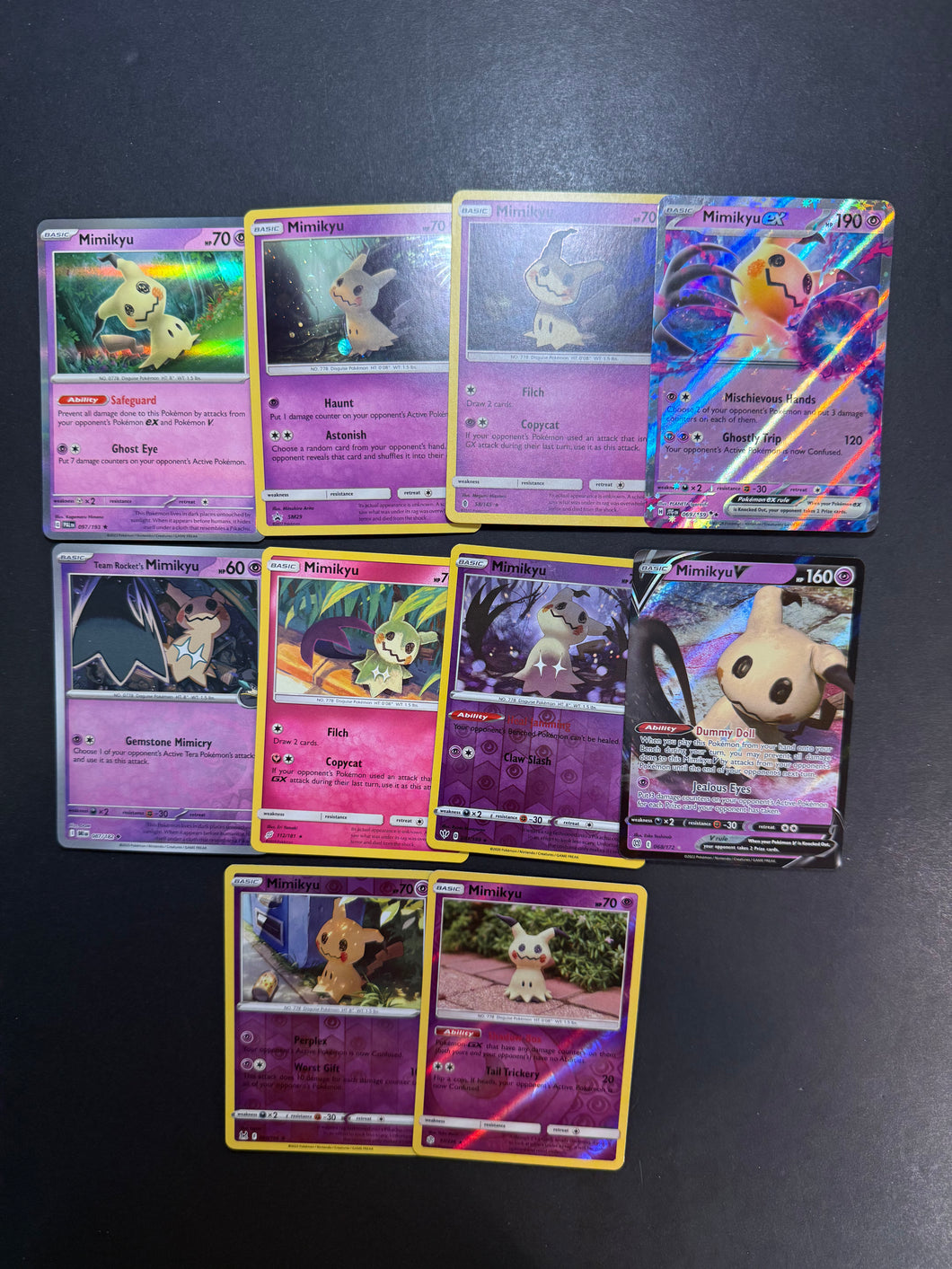 Pokemon Mimikyu ex Card Lot - 10 Cards - Ultra Rare ex, V & Holo Rare Cards!