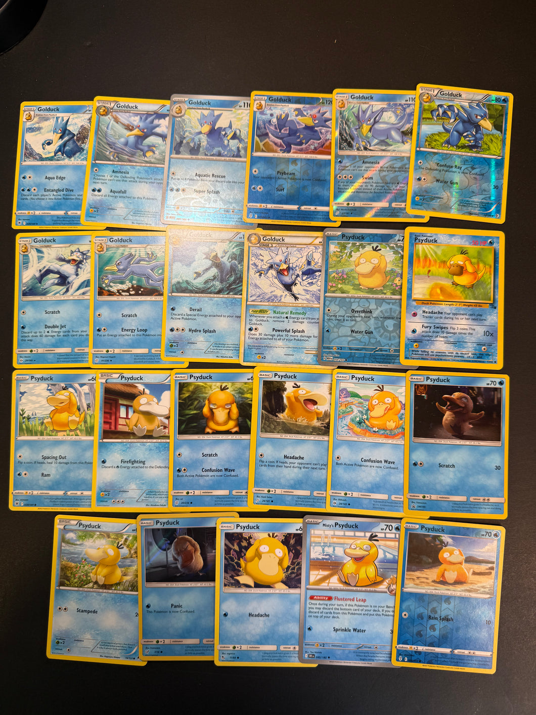 Pokemon Psyduck and Golduck Card Lot - 23 Cards - Reverse Holo Rare and Vintage Cards!