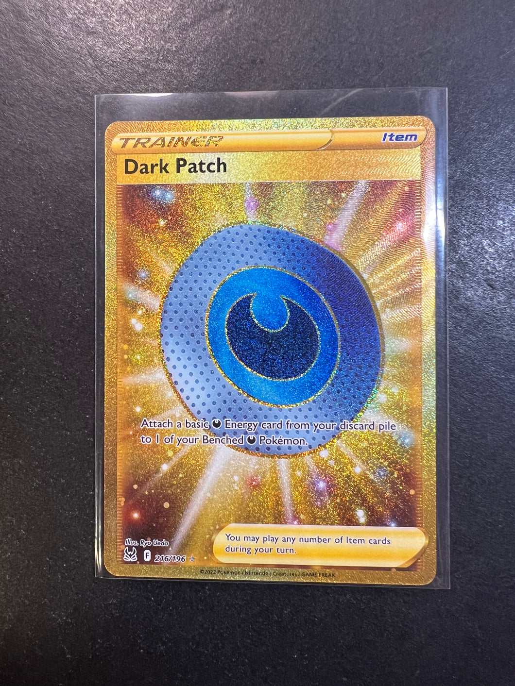 dark patch pokemon card Dark Patch - 216/196 Gold Full Art Secret Rare Trainer