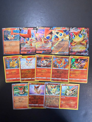 Pokemon Victini V Max Card Lot - 14 Cards - Ultra Rare ex, Holo Rare and Reverse Holo Collection!