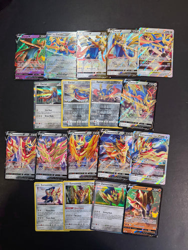 Pokemon Zacian ex and Zamazenta Card Lot - 18 Cards - Ultra Rare V Star, Holo Rare & Promo!