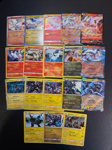 Pokemon Zekrom & Reshiram Card Lot - 18 Cards - Ultra Rare ex, V, Holo Rare & Promo Cards!