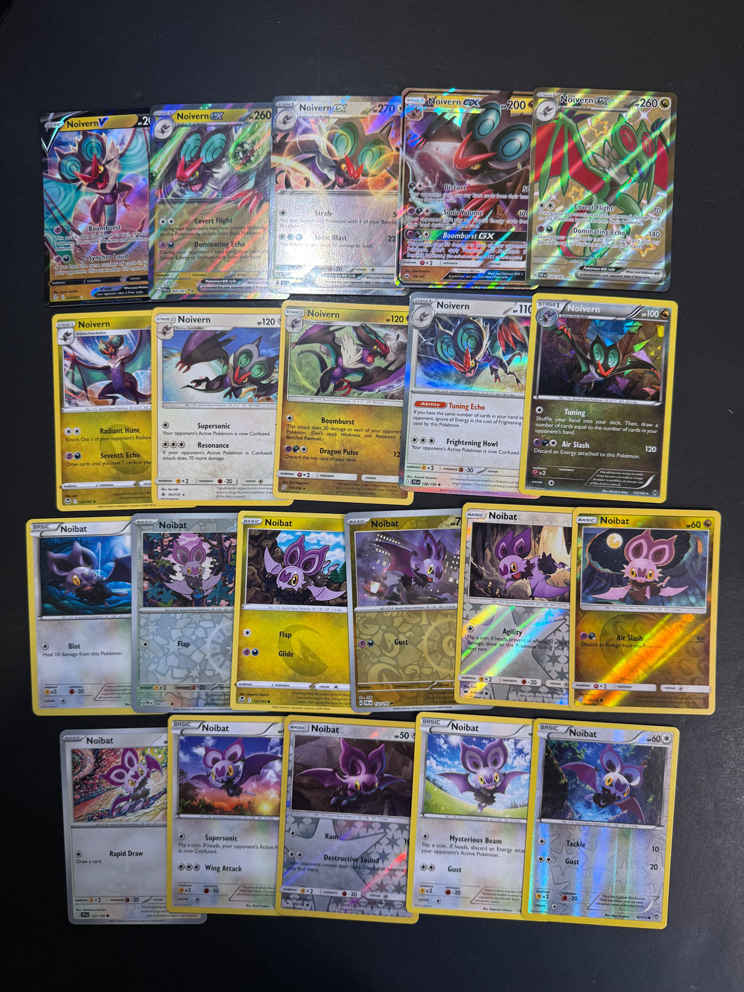 Pokemon Noibat and Noivern V Card Lot - 21 Cards - Shiny ex, Ultra Rare GX & Reverse Holo Collection!