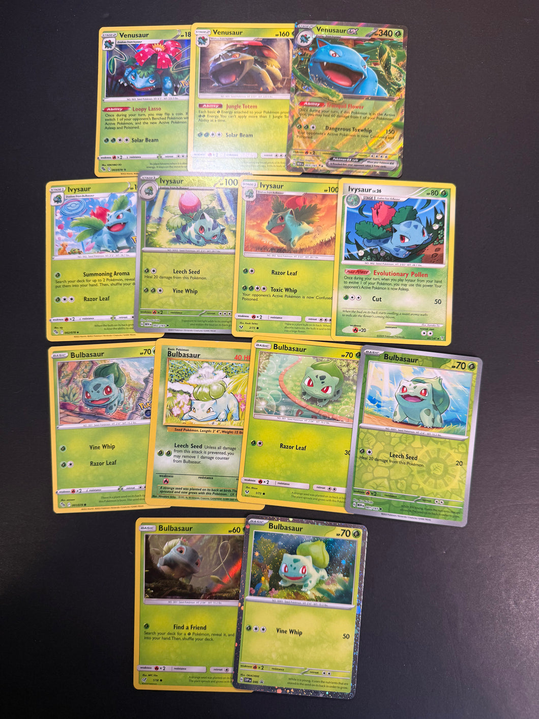 Pokemon Bulbasaur, Ivysaur and Venusaur Card Lot - 13 Cards - Ultra Ra JAB Games13 Pokemon Bulbasaur, Ivysaur and Venusaur Card Lot - 13 Cards - Ultra Ra JAB Games13