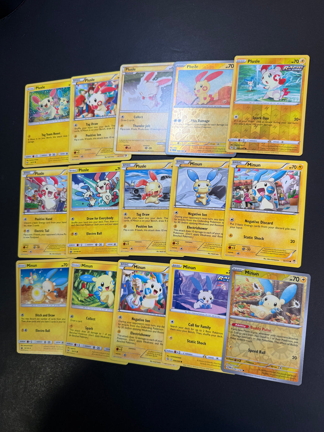 Pokemon Minun & Plusle Card Lot - 15 Cards - Rare, Reverse Holo & Vintage Sets!