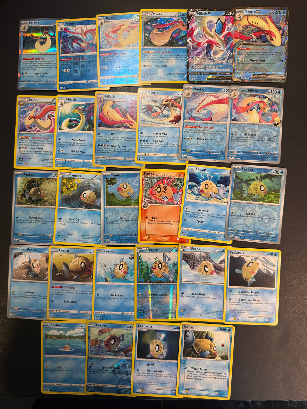 Pokemon Feebas & Milotic V Card Lot - 28 Cards - Ultra Rare ex, Reverse Holos & Vintage Cards!