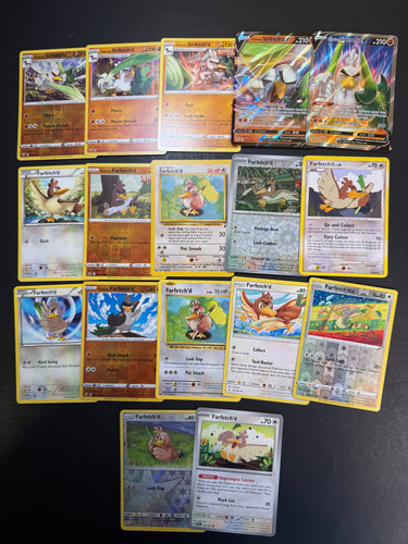 Pokemon Farfetch’d Card Lot - 17 Cards - Ultra Rare V, Reverse Holo Rare & Vintage Collection!