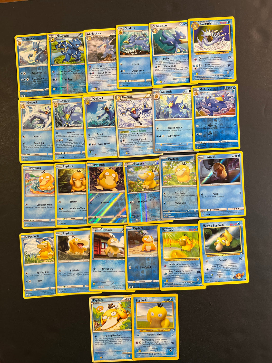 Pokemon Psyduck and Golduck Card Lot - 26 Cards - Reverse Holo Rare and Vintage Cards!