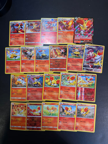 Pokemon Fennekin, Braixen and Delphox Card Lot - 21 Cards - Ultra Rare V, Holo Rare, Reverse Holos and Promo Cards!