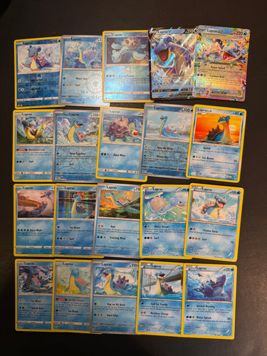 Pokemon Lapras Card Lot - 20 Cards - Ultra Rare V, ex & Holo Rare Collection!