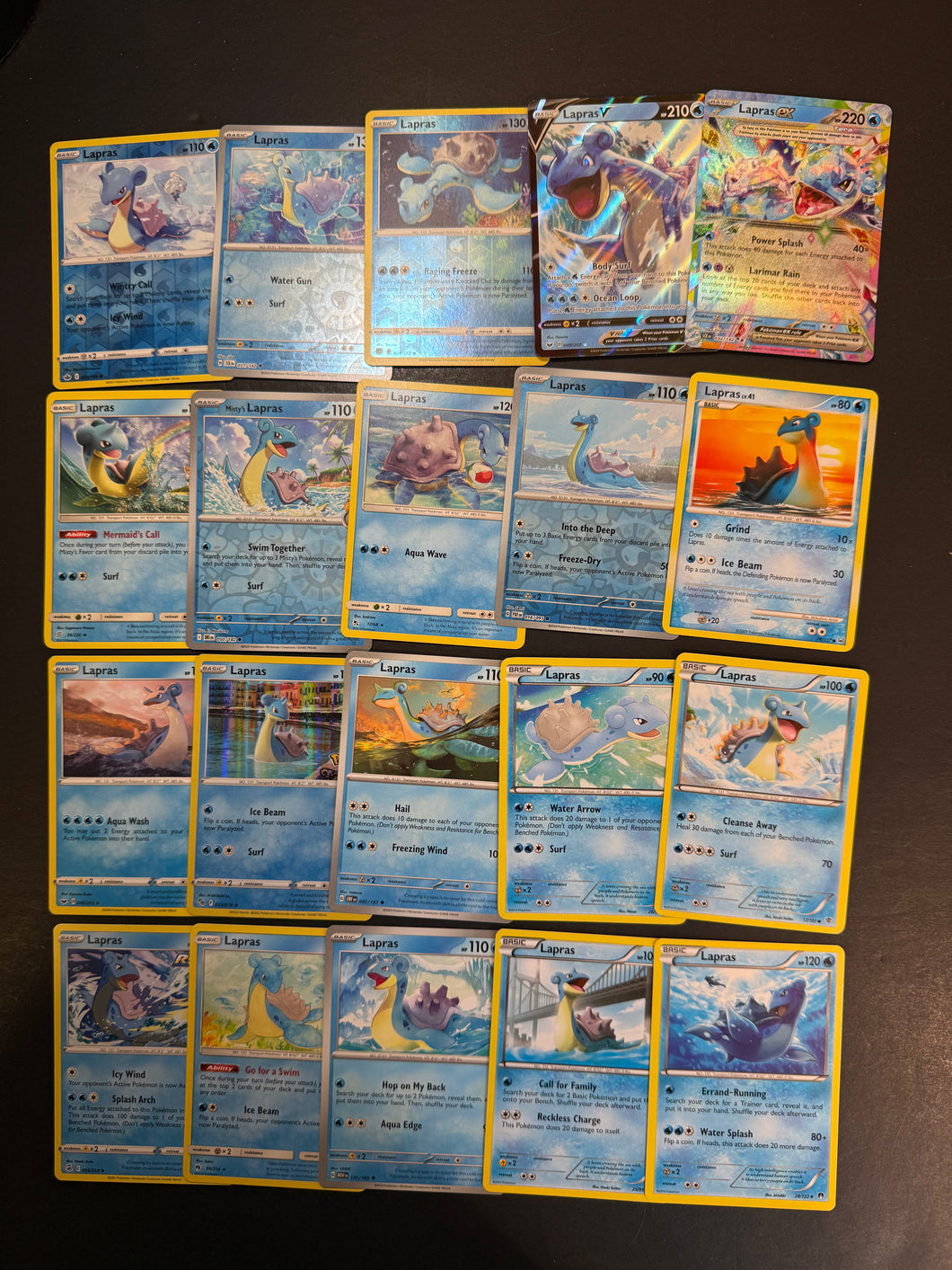 Pokemon Lapras Card Lot - 20 Cards - Ultra Rare V, ex & Holo Rare Collection!