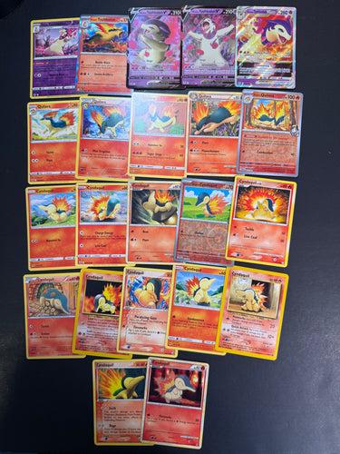 Pokemon Cyndaquil, Quilava & Typhlosion V Card Lot - 22 Cards - Ultra Rare V Star, Holo Rare and Vintage Cards!