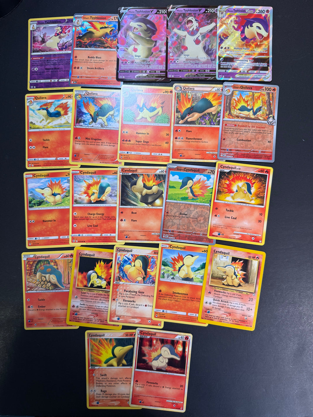 Pokemon Cyndaquil, Quilava & Typhlosion V Card Lot - 22 Cards