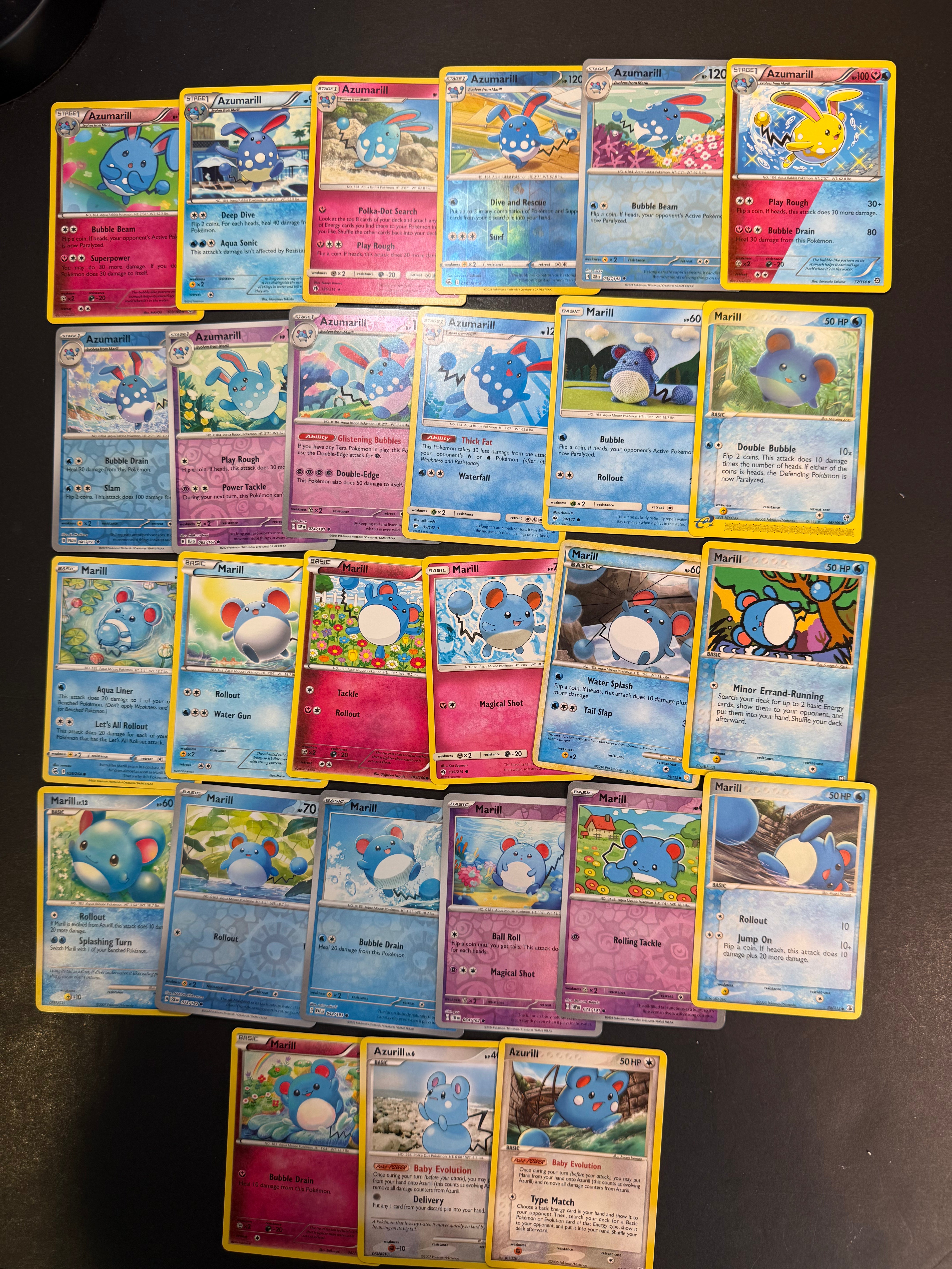 Pokemon Azurill, Marill and Azumarill Card Lot - 27 Cards