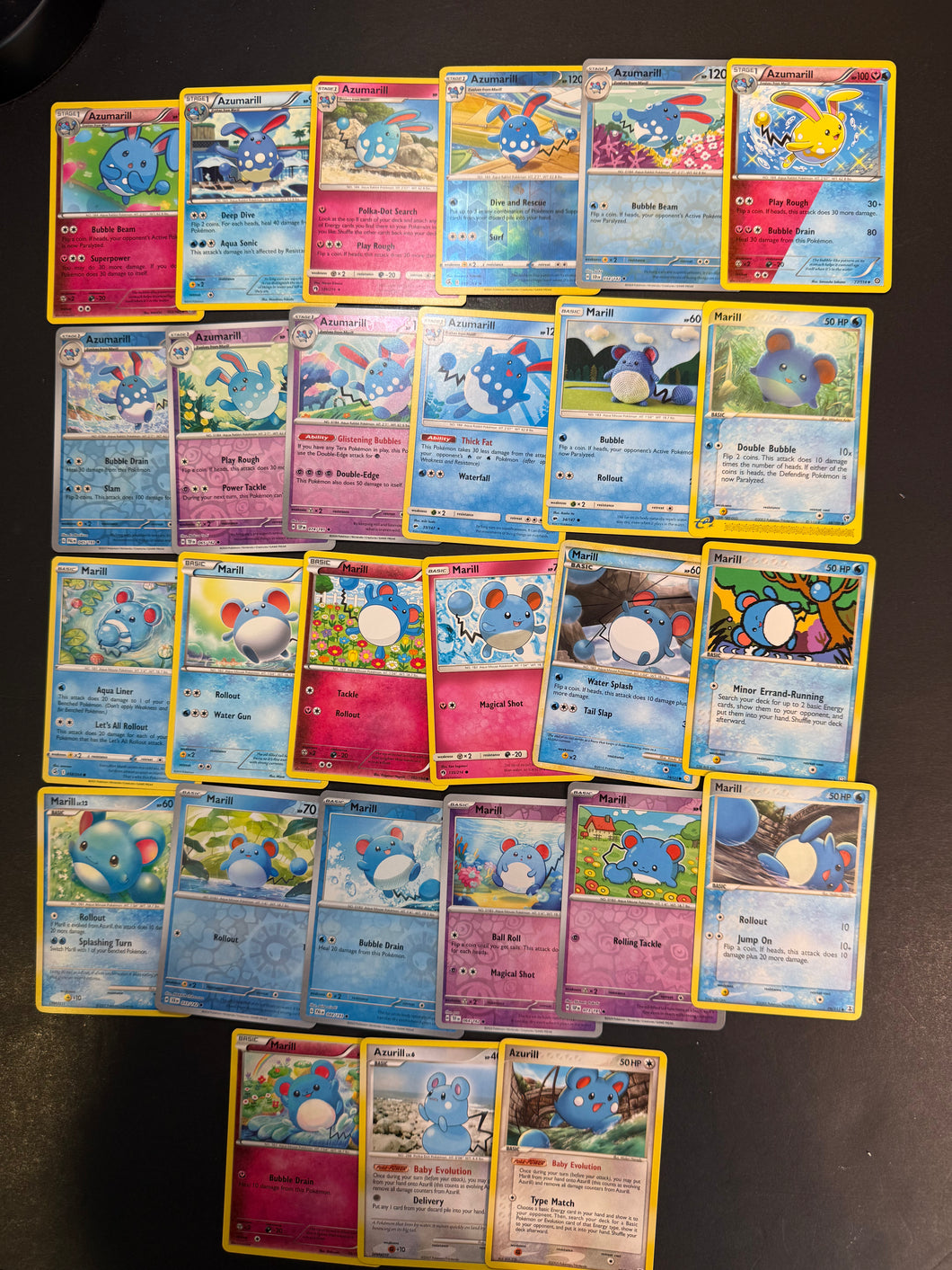 Pokemon Azurill, Marill and Azumarill Card Lot - 27 Cards