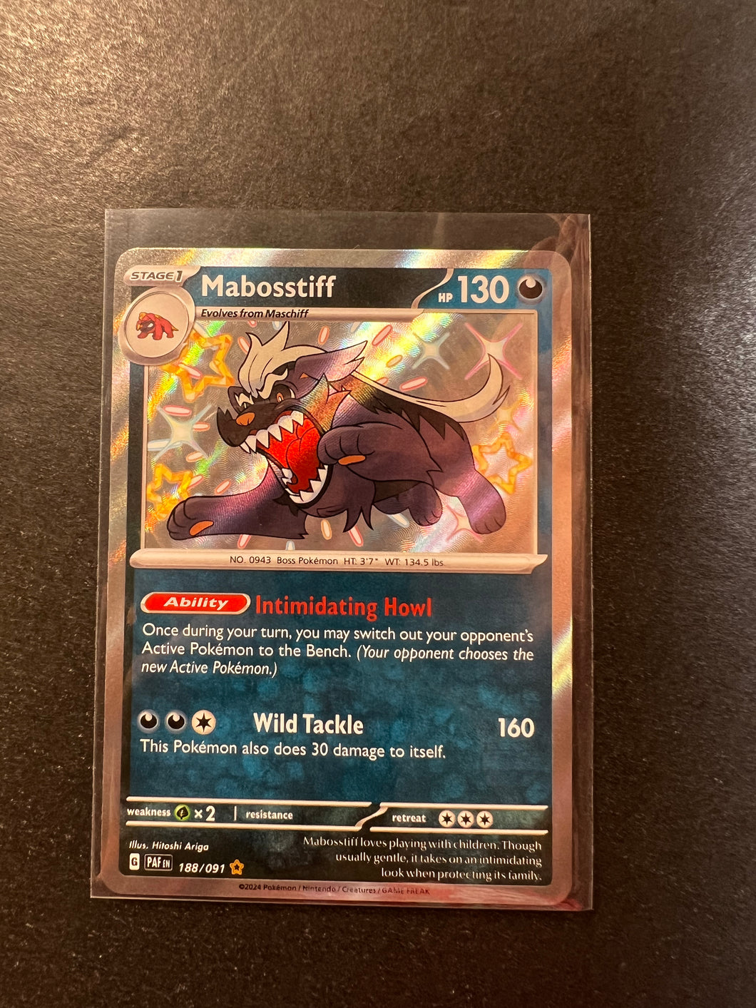 Mabosstiff - 188/091 Shiny Ultra Rare - Paldean Fates JAB Games13 Mabosstiff - 188/091 Shiny Ultra Rare - Paldean Fates JAB Games13