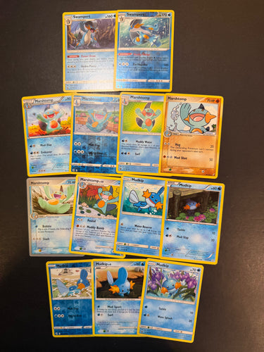 Pokemon Mudkip, Marshtomp & Swampert Card Lot - 13 Cards - Vintage & Holo Rare!