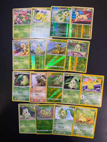Pokemon Chikorita, Bayleef and Meganium Card Lot - 17 Cards - Holo Rare, Reverse Holos and Vintage Collection!