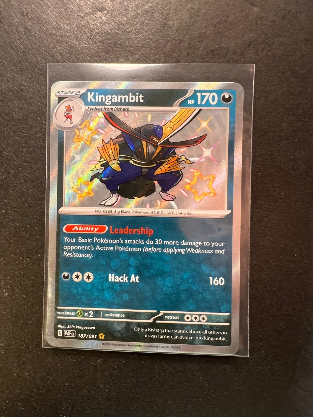 Kingambit - 187/091 Shiny Ultra Rare - Paldean Fates JAB Games13 Kingambit - 187/091 Shiny Ultra Rare - Paldean Fates JAB Games13