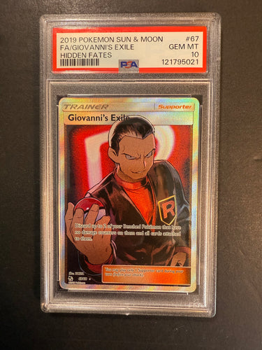 PSA 10 Giovanni’s Exile - 67/68 Full Art Ultra Rare Trainer - Hidden Fates