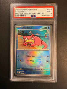 PSA 9 Slowpoke Masterball - 018/131 Reverse Holo Rare - Pokemon Prismatic Evolutions